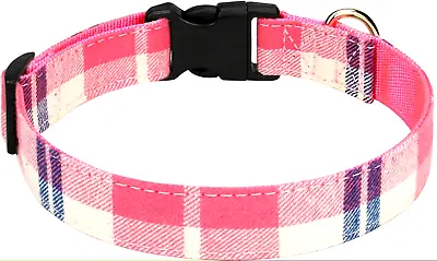 Taglory Plaid Dog Collar Dog Adjustable Collars With Quick Release Buckle Small • £4.99