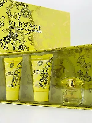 Versace Yellow Diamond Mini 3pc Set Perfume Splash 0.17 Oz Lotion Shower Gel • $27.95