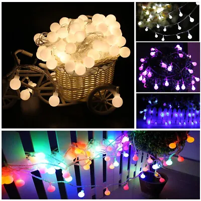 £8.95 • Buy LED Globe Bulb Ball Fairy String Lights Mains Plug In Garden In/Outdoor Xmas NEW