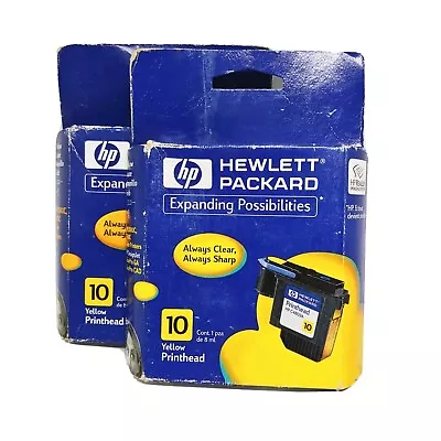 $15.03 • Buy Lot Of 2 HP 10 Printer Ink Cartridge Color Yellow C4843a 2000c 2500c
