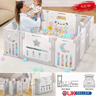 Large Foldable Baby Playpen Kids Infant Safety Yard Activity Center 8+2 Panels • £67.58