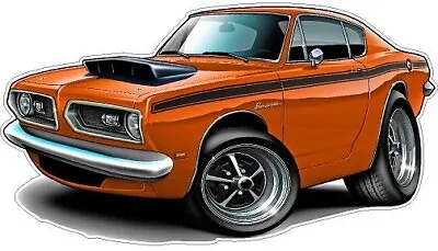 Wall Decal 1967-68 Barracuda 383 Cartoon Car Boys Room Decor Man Cave Garage Art • $25.99