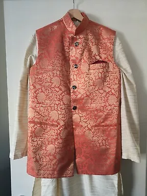 Men Full Kurta Pajama Set Indian Outfit Wedding - Chest 40 W32L32 RRP £120 • £49.99