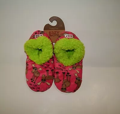 NWT Lazy One Fuzzy Feet Women's S/M Pink Moose Slippers • $19.95