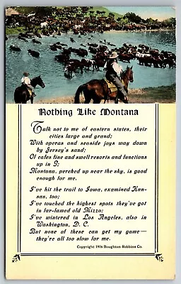 Nothing Like Montana Poem Cattle Drive Cowboys 1916 Boughton Robbins Co Postcard • $4.99