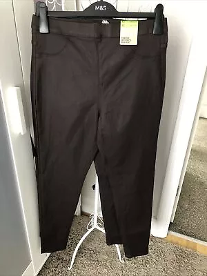 M&S High Rise PULL-ON Coated Leather Look JEGGINGS ~ Size 12 Regular BNWT • £4.50