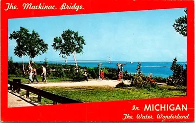 1965 Distant View Of Mackinac Straits Bridge Michigan Vintage Postcard • $4.75