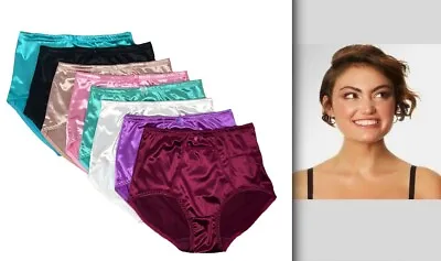 $26.99 • Buy 6 Satin Feel Panties Secret Money Pocket Womens Underwear Full Coverage Brief 