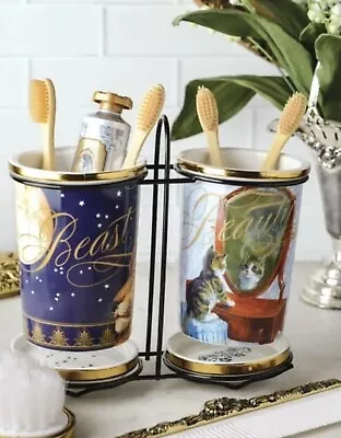 Victoria Trading Beauty & Beast Cat & Lion Tooth Brush Holder Bathroom Set  • $24