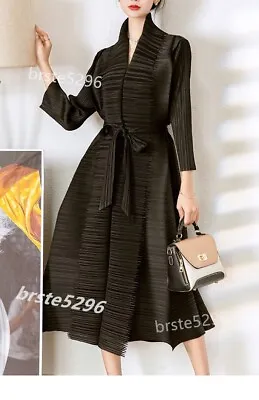 PLEATS PLEASE ISSEY MIYAKE Long-Sleeve Black Dress / Black • $119.99
