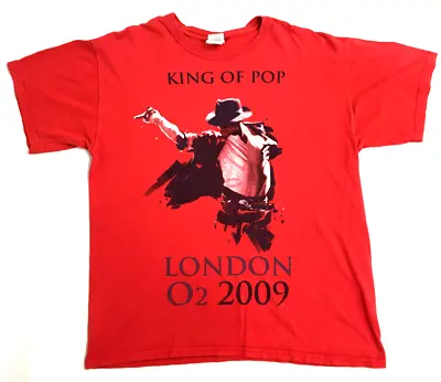 Rare Michael Jackson King Of Pop 2009 London Tour Graphic Red T-Shirt Large • £14.99
