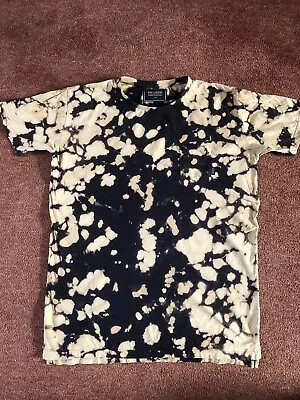 DVNT Clothing Acid Wash Oversize T-Shirt Black With Orangey Beige Print L / XL • £3.99