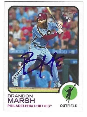Signed BRANDON MARSH Philadelphia Phillies 2022 Topps Heritage Card #636 W/COA • $29.99