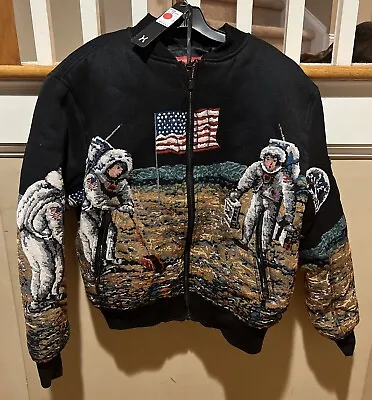 Hudson Outerwear HandMade Astronaut Space Zip Up Bomber Tapestry Jacket Sz L NEW • $69