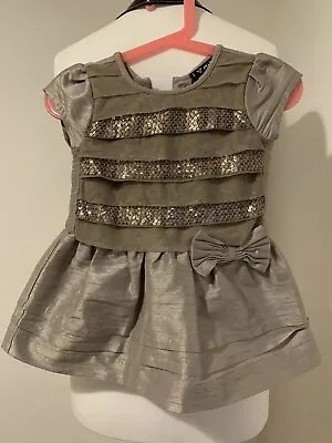 Baby Girls Occasion Dress Gold Grey Tutu Layered Next 18-24 Months Worn Once • £11.20