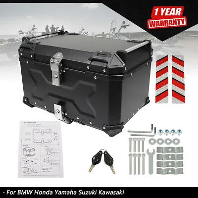 65L Black Motorcycle Tour Tail Box With Security Lock Waterproof Top Case • $150.87