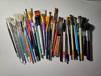 Mixed Lot Of Paint Brushes| Lot Of 40 Brushes | Raphael | Old Holland | DaVinci • $31.50