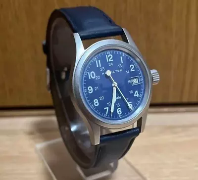 Hamilton Khaki 6359 Blue Dial Men's Quartz Watch From JP Used • £147.22