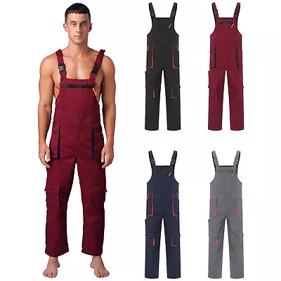 Mens Overalls Multiple Pockets Adjustable Straps Dungarees Jumpsuit Coveralls • $39.89