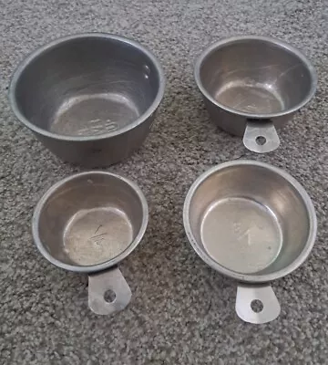 Vintage Aluminum Tab Handle  Measuring Cups Set Of 4 - 1/4 1/3 1/2 & 1 Cup • $11.95