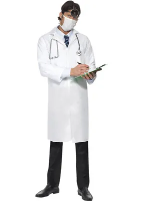 £24.99 • Buy Mens Mad Scientist Or Doctor Lab Coat Adult Fancy Dress Costume & Mask White
