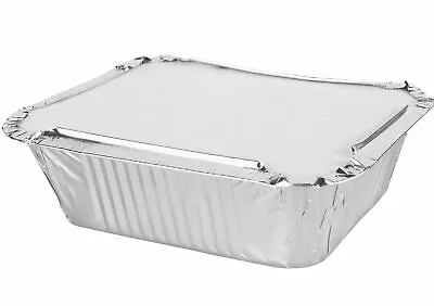 100 X ALUMINIUM FOIL FOOD TAKEAWAY CONTAINERS TRAYS WITH LIDS No2 • £13.99