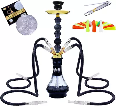 22'' 4 Hose Hookah Set With Glass Shisha Vase - With Everything • $43.11