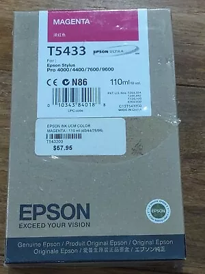 New Sealed Expired 08-10 Epson T5433 Magenta Ink Photo Stylus Pro 4000/7600/9600 • $25