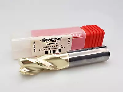 $99.95 • Buy AccuPro  3/4 X 3/4 X 1-1/2 X 4 SQ 3 Flute Carbide End Mill 78088036 Aluminum ZRN