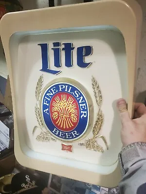 Miller Lite Lighted Beer Sign In Good Condition For Your Beer Cave. • $115