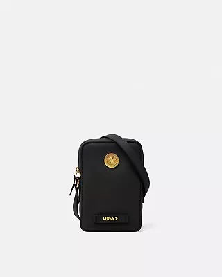 VERSACE Medusa Biggie Crossbody Bag In Black Leather $850 • $680