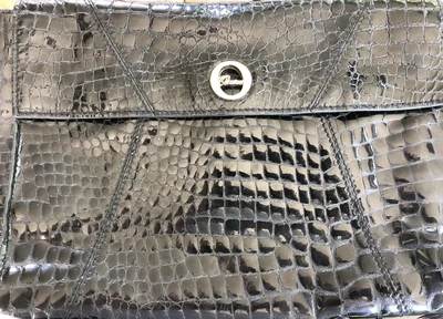 $60 • Buy Oversized Oroton Leather Crocodile  Clutch Bag