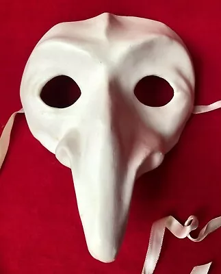 Vintage Gianni Cavalier Mask White Pulcinella Commedia Dell'arte Venice Theater • $154