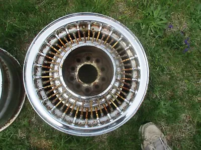 15'' X 7'' Vintage Mclean ? Chrome 52 Gold Spoke Wire Wheel 5x4.75'' 5x4.5'' ?1 • $169.95