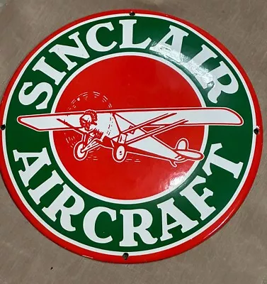 Vintage Style Sinclair Aviation Gasoline Button   Enamel  Porcelain Sign • $79