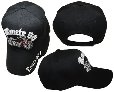 Route U.S. 66 Motorcycle Bike Black Premium Quality Embroidered Hat Cap • $9.88