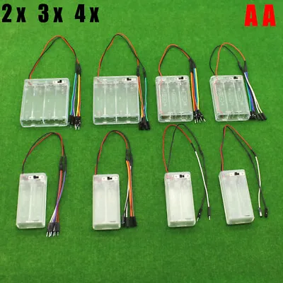 2x 3x 4x AA Plastics Clear Battery Holder Case Box With Switch/DuPont Wires • $4.18