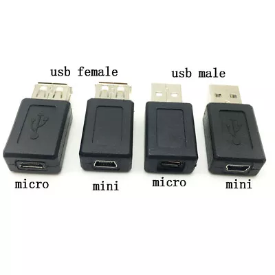 USB 2.0 Type A To Mini 5Pin B Converter Micro USB Female Male Connector Adapter • $1.19