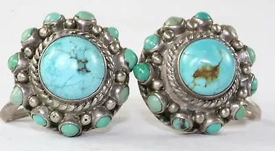 Vtg Very High Quality Mexican Sterling Silver Turquoise Screw Earrings • $75