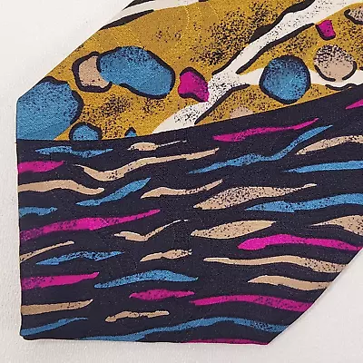 SCREENPLAY BY MARTIN WONG Tie Mens 56  X 4  Pink Blue Black Abstract USA • $7.70