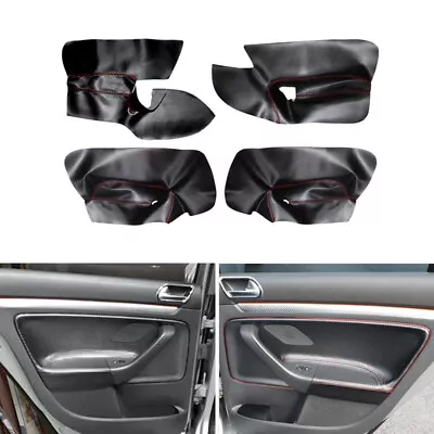 4x Interior Door Panel Black Carbon Leather Cover For VW Golf 5 Jetta 2005-2010 • $39.99