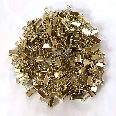 Mini Binder Clips Gold Color Width: 5/8INCH (15mm) Golden Metal Paper Clamp • $6.49