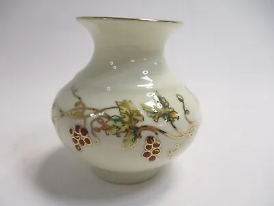 Zsolnay Hungary Hand Painted Small Vase Grape Vine Print Gold Edged  • $42.42