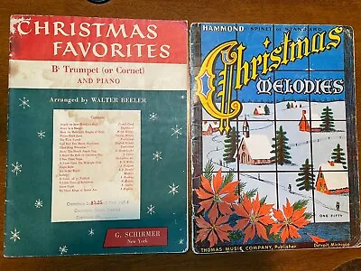 Vintage Christmas Holiday Trumpet Cornet And Piano Orgon Sheet Music Scrapbook • $8