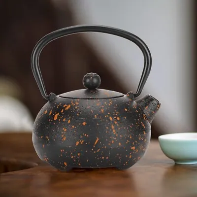 Cast Iron Teapot Kettle Imitating Japanese Style Uncoated Yellow Spot Gift FIG • £26.45