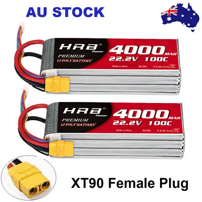 $150.09 • Buy 2pcs HRB 22.2V 6S 4000mAh 100C XT90 LiPo Battery For RC Helicopter Drone Boat AU
