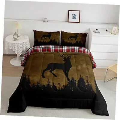  Elk Deer Comforter Brown Moose Bedding Set Rustic Farmhouse King Color 04 • $59.09