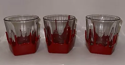 Set Of 3 Maker's Mark Red Wax Dipped Rocks Low Ball Whiskey Glasses • $17.49