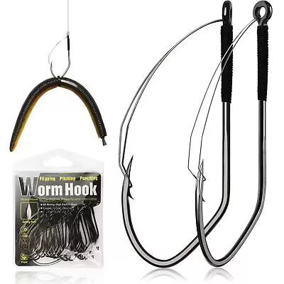 Weedless Worm Hooks Wacky Rig Hooks 30PCS Professional V Catfish Bass Fishing... • $19.34