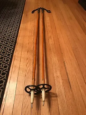 Vintage Nordic Bamboo 145cm Cross Country Ski Poles Near MINT Condition • $24.95